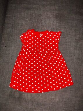 Red Heart-Print Girls' Dress